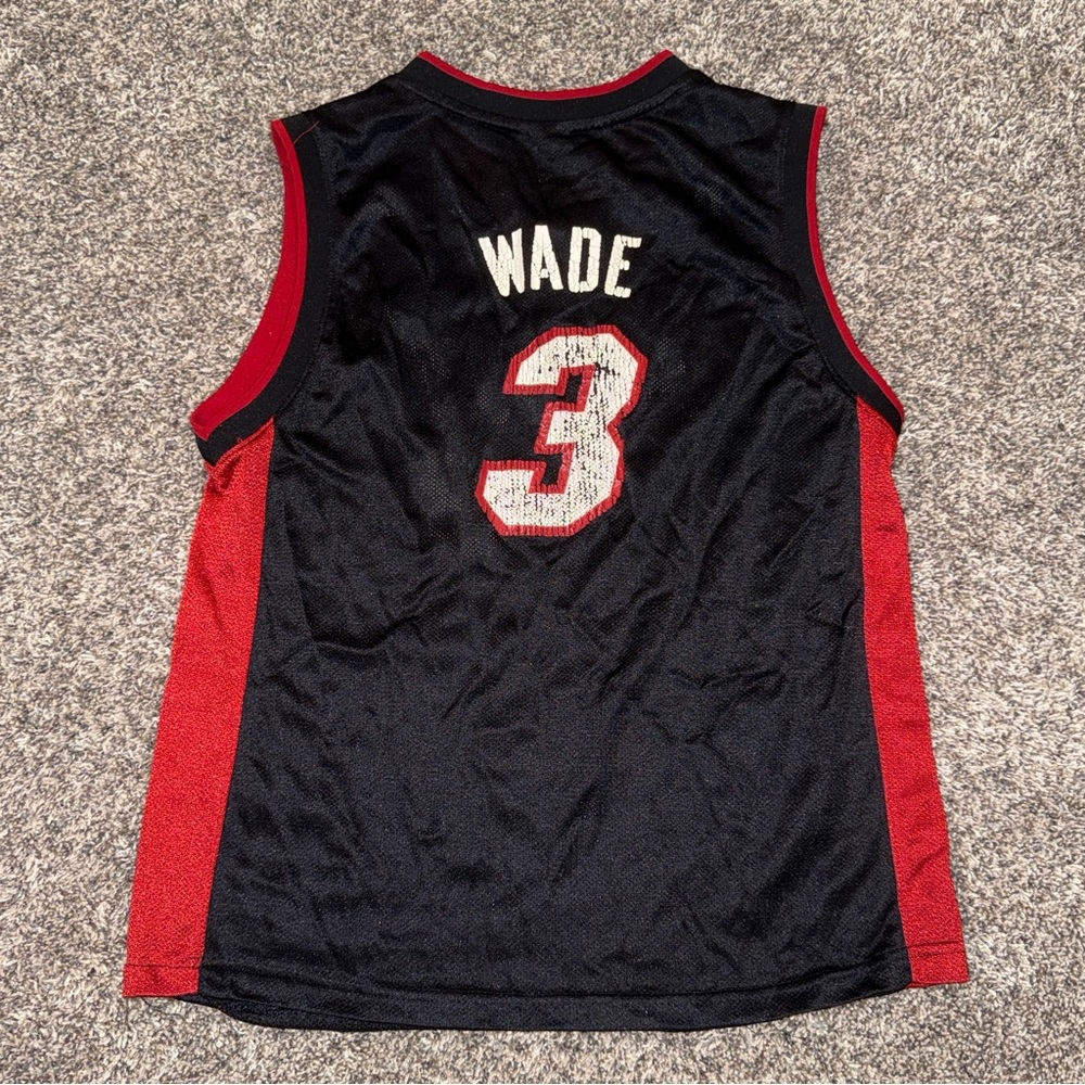 Miami Heat #3 Dwyane Wade Black Red Adidas Jersey Size Youth Large NBA
